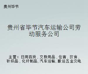 貴州省畢節汽車運輸公司勞動服務公司 專業職業中介服務，搭建就業橋梁